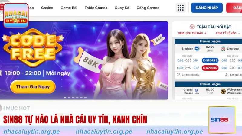 SIN88 tự hào là nhà cái uy tín, xanh chín