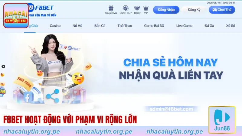 F8BET hoạt động với phạm vi rộng lớn