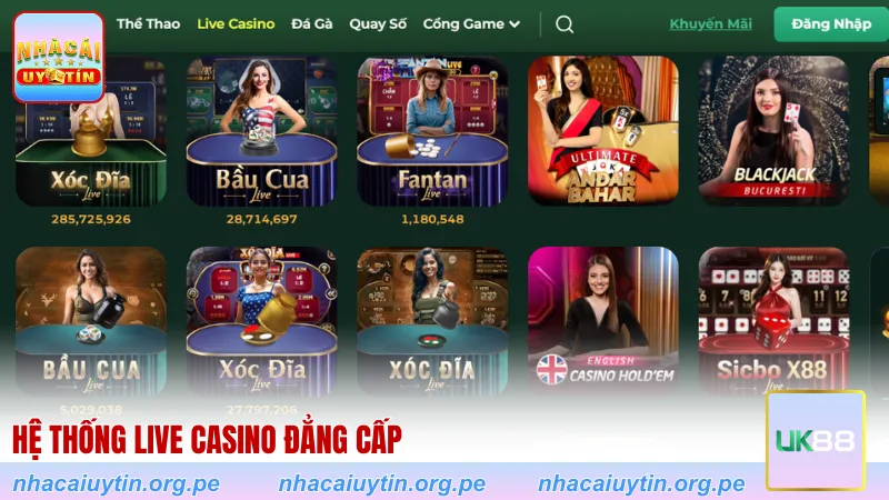 Hệ thống live casino đẳng cấp