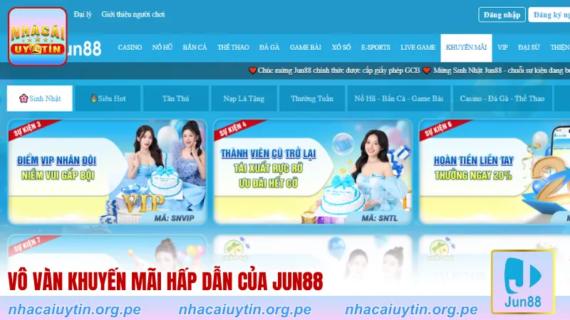 Vô vàn khuyến mãi hấp dẫn của Jun88