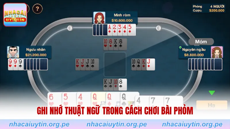 Ghi nhớ thuật ngữ trong cách chơi bài Phỏm
